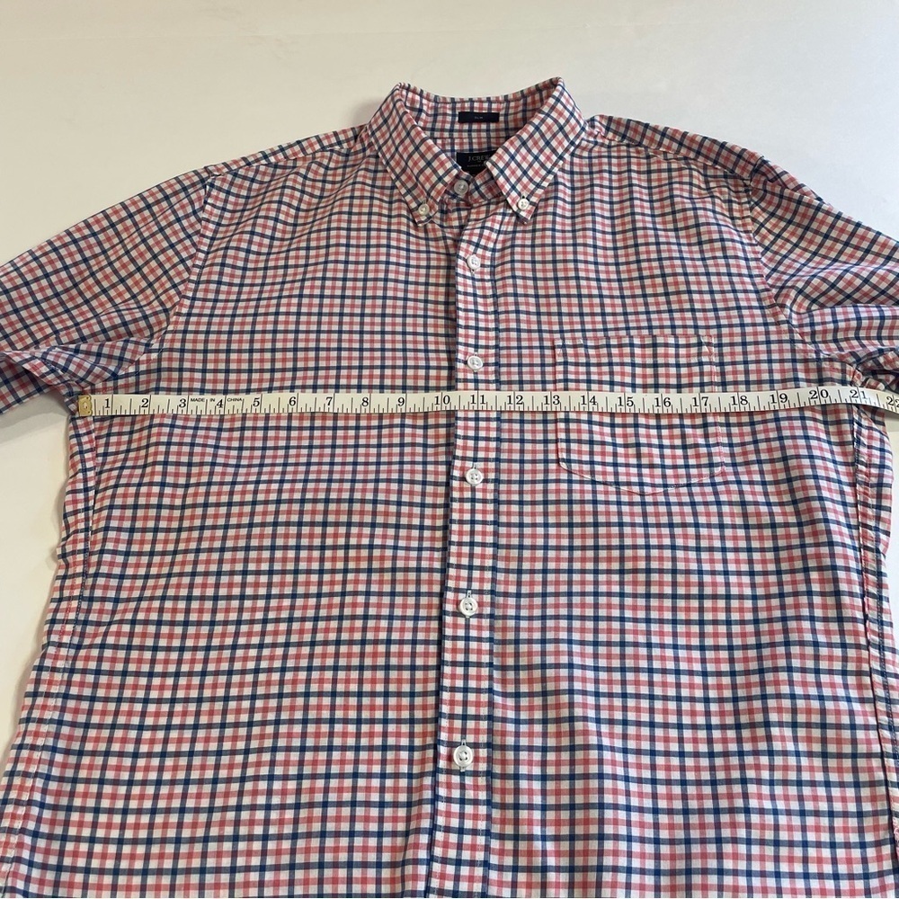 J. Crew Men's Checkered Slim Fit Summer Shirt Pink/Blue Size Medium - Picture 9 of 9